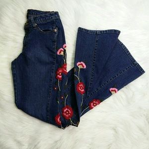 Rampage Embroidered Floral Flare Jeans